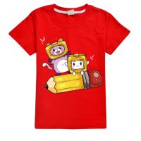 【Boys 100% Cotton Top】children T Shirts Summer Childrens Clothes Boy Cartoon LANKYBOX Comic Short-sleeved New Bottoming T-shirt Tide