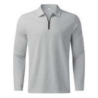 HOT14★New Zip Long Sleeve Polo Shirt Mens T-shirt Tops