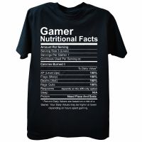 Gamer Nutrition Facts Gamer Funny Video Game Tshirts Top Cotton Tops Tees For Men Slim Fit Top T-Shirts 3D Printed On Sale