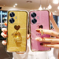 2023ใหม่เคสโทรศัพท์ Realme C55 C33 NFC C31 C30 10T 9i 10 Pro Plus 4G 5G เคสแข็งการถูกรักกากเพชรส่องแสงเป็นประกายวิบวับที่มีแหวนยึด RealmeC55 Realme10 Pro +