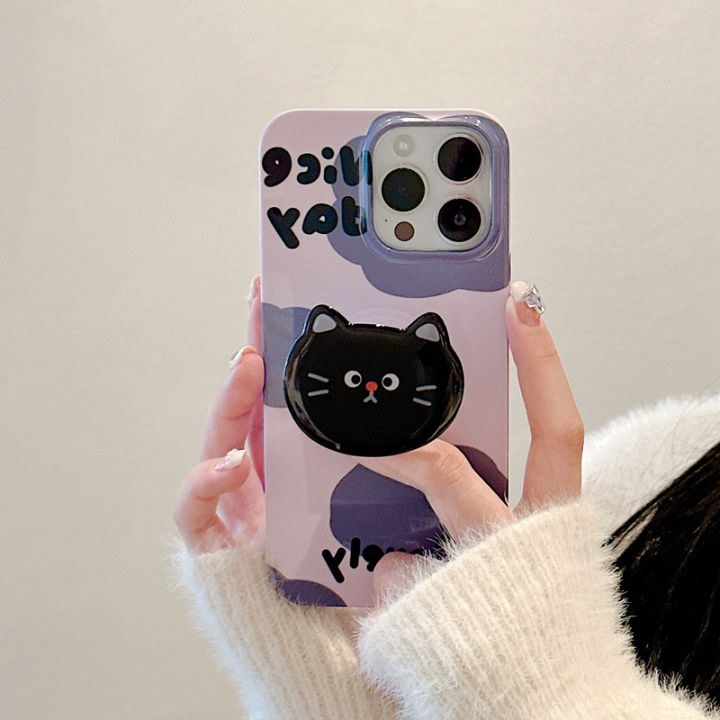 เคสโทรศัพท์-cloud-cat-สำหรับ-iphone13promax-เคส-filling-ใหม่สำหรับ-iphone14pro-black-cat-holder-สำหรับ-iphone12-cartoon-purple-case-สำหรับ-iphone11promax