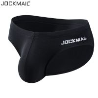 JOCKMAIL ชุดชั้นในชายแบบสวมลายสีขาวเซ็กซี่ชาย Bikin Jockstraps สีดำกางเกงในบุรุษ Tanga