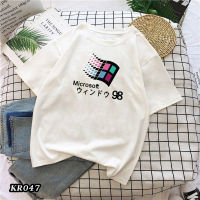 kr047พร้อมส่ง**สินค้ามาใหม่** เสื้อยืดคอกรมแฟชั่น แขนสั้น ลายMicrosoft98 เนื้อผ้านุ่ม ใส่สบาย ไม่ร้อน ผ้าไม่หนาไม่บางเกินไป unisex