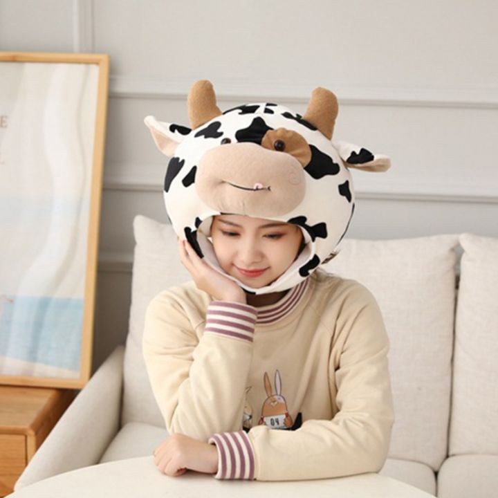 funny-milk-cow-head-plush-hat-pillow-spot-print-cartoon-animal-stuffed-toy-headgear-cosplay-party-photo-props