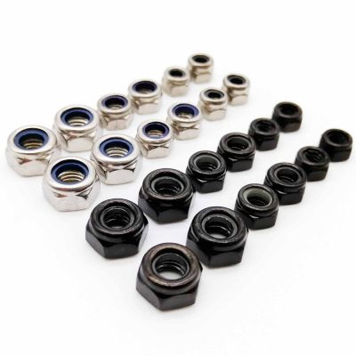 【LF】 50pcs M2.5 M3.5 M4 M5 304 Aço Inoxidável Preto Zincado Inserir Porca de Bloqueio Auto-bloqueio Nylock Locknut