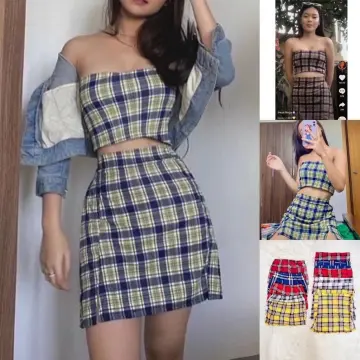 Checkered skirt outlet lazada