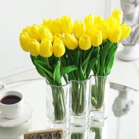 10pcs Artificial Tulip Flowers White Yellow Real Touch Tulips Bouquet For Home Garden Decor Wedding Birthday Party Fake Flower Artificial Flowers  Pla