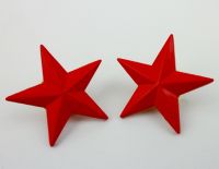 tomwang2012. Pair Unknown Military Red Star Badge Red Star Hat Lapel Pins-1293