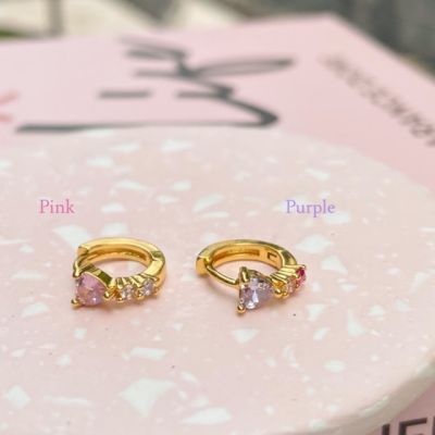 Heart Earrings 18K Gold plated ต่างหู ห่วงเล็กรูปหัวใจ บริการเก็บเงินปลายทาง