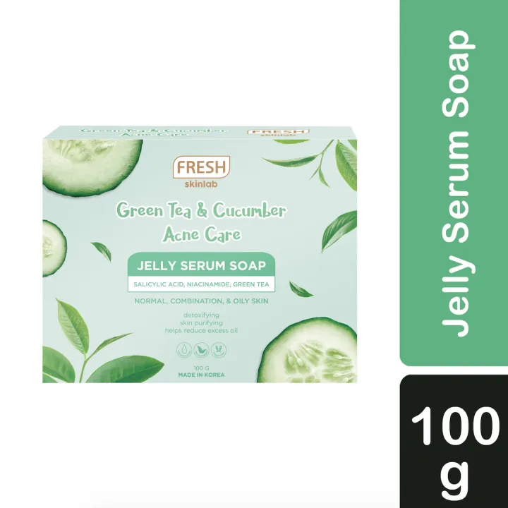 Fresh Skinlab Green Tea And Cucumber Acne Care Jelly Serum Soap (100g