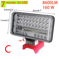 ไฟ LED ทำงานแบบไร้สายสำหรับแบตเตอรี่18V พร้อมไฟทำงานแบบชาร์จไฟได้ยูเอสบีป้องกันต่ำสำหรับตั้งแคมป์ตกปลา