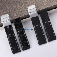 Suitable For 22/24Mm Genuine Leather Rubber Waterproof Watch Strap Alternative Braun Breitling Challenger Avengers Blackbird 0705