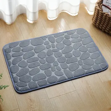 Memory Foam Bath Mats,Bathroom Rugs Carpets with Cobblestone Embossed Coral  Fleece for Rapid Water Absorbent