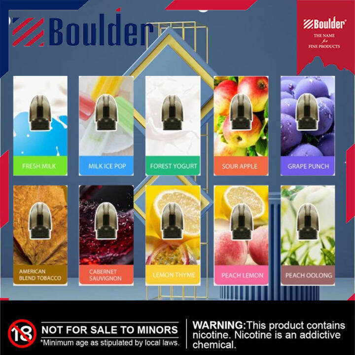 【1 Box of 3 Pods】Boulder Vape Refillable Cartridge (Standard Flavor