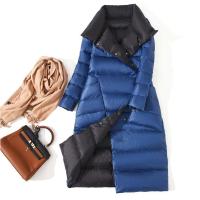 FTLZZ New Women Double Sided Down Long Jacket Winter White Duck Down Coat Double Breasted Warm Parkas Snow Outwear