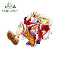 EARLFAMILY 13Cm X 10.1Cm Monkey D Luffy สติกเกอร์รถอะนิเมะรูปลอกลายกราฟฟิกลำต้นรถจักรยานยนต์สินค้ารถยนต์