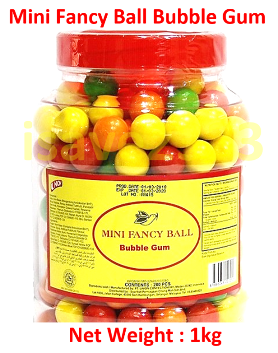 Mini Fancy Ball Bubble Gum (Rainbow Ball) 280pcs Lazada