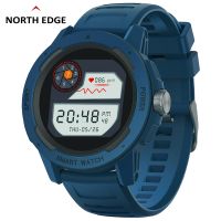 NORTH EDGE นาฬิกาข้อมือผู้ชาย,นาฬิกาข้อมือเล่นกีฬา Jam Tangan Digital ผู้ชายแฟชั่นหน้าจอสัมผัสเต็มรูปแบบนับอัตราการเต้นของหัวใจนาฬิกาจับเวลา IP68นาฬิกากันน้ำ