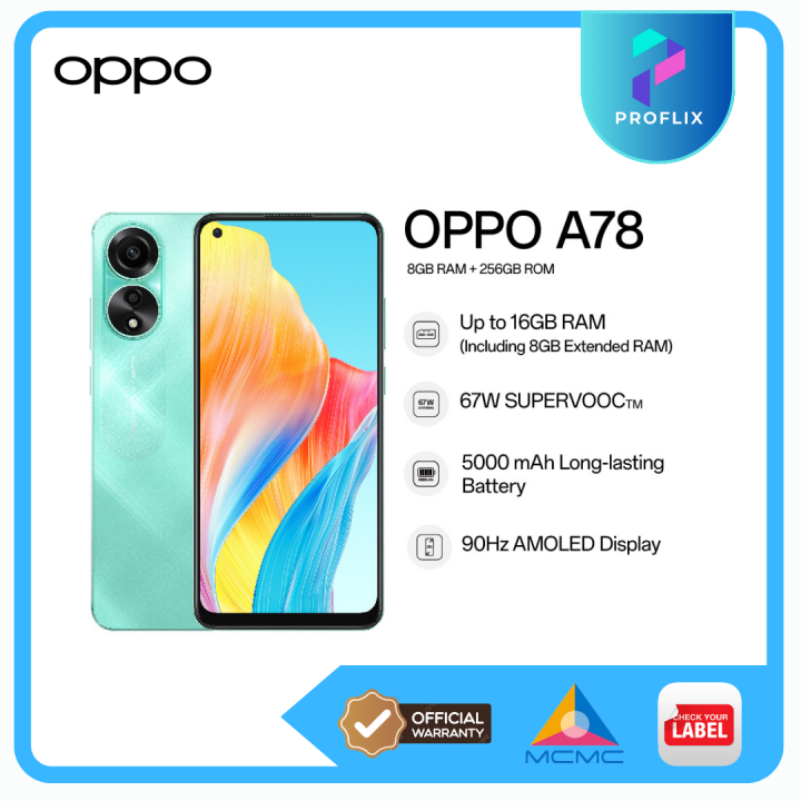 OPPO A78 4G Smartphone | 8GB RAM + 256GB ROM | FHD+ AMOLED Display ...