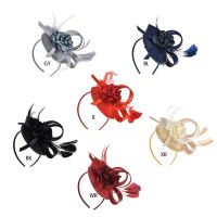 Women Women Elegant Feather Flower Top Hat Pillbox Cap Headband Hair Clip for Wedding Bridal Festival Party Banquet Hair