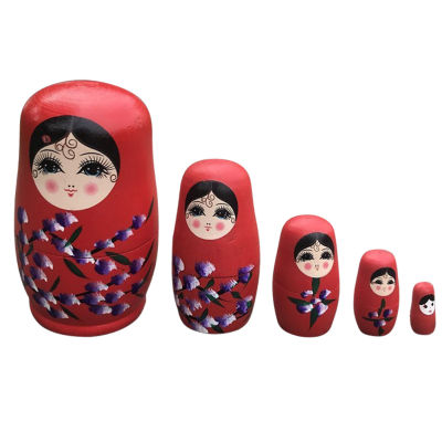 5ชั้น M Atryoshka ทาสีตุ๊กตาสีที่ทำด้วยมือไม้รัสเซียรังตุ๊กตา