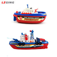 ของเล่นเรือการดับเพลิงจำลองพร้อมไฟดนตรีของเด็ก Lzginger เรือดับเพลิงไฟฟ้าของเล่นสระของเล่นเรือ