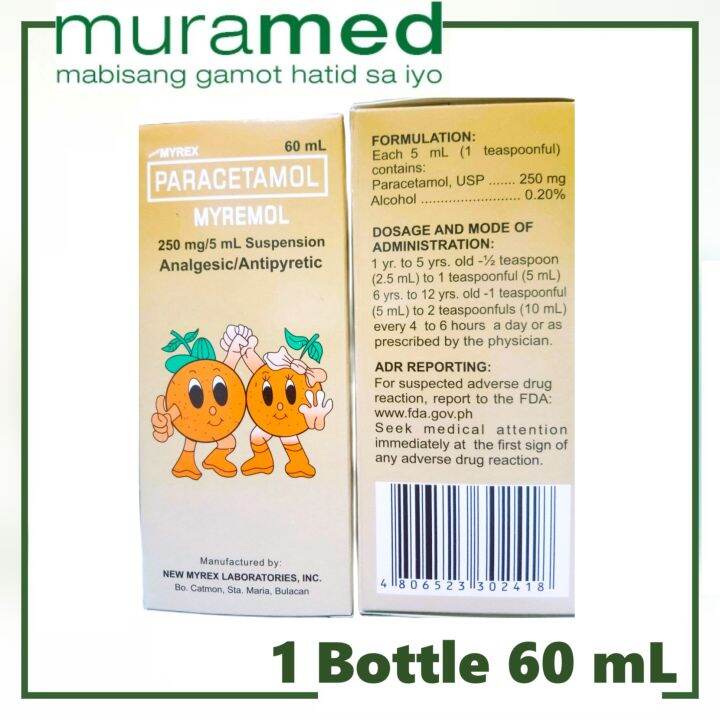 Myremol Paracetamol 250mg Suspension Orange 60 mL | Lazada PH