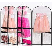 Waterproof Clear Plastic Garment Bag with Pockets for Dance Competitions Kids Dance Costume Garment Bag for Dancers for Girls Wardrobe Organisers