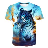 Children Print 3D T-shirt Boy Summer Cartoon Graphic Boys Tiger Lion Animals T Shirt Kids t shirt Casual Clothes For 1-14 Yrs