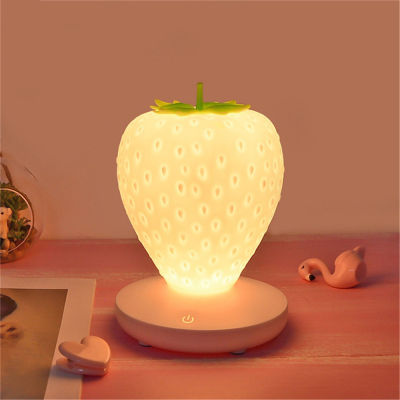 USB Touch Dimmable LED Night Light Silicone Strawberry Nightlight Table Lamp For Baby Children Kids Bedroom Decoration