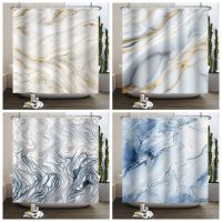 Marbling 3D Printing Shower Curtains for Bathroom Marble Golden Veins Bath Curtains Waterproof Polyster Bathing Cover with Hooks