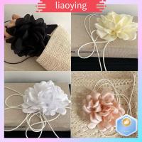 LIAOYING 2pcs 12ซม. ค่ะ สร้อยคอปกดอกกุหลาบ ดอกไม้กุหลาบขนาดใหญ่ เชือกปรับได้ สร้อยคอโซ่กระดูกไหปลาร้า เซ็กซี่สุดเซ็กซี่ โชคเกอร์กุหลาบ สำหรับผู้หญิง