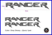 (Wellsunny6) สติกเกอร์ RANGER สำหรับรถ Ford (สติกเกอร์ไวนิลตัด) สีเทา/เงิน-2ชิ้น (1คู่)