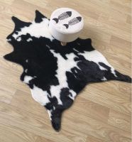 Bubble Kiss Plush Carpets For Living Room Black And White Cow Pattern Floor Mat Fashion Home Non Slip Foot Pad Bedroom Decor Rug