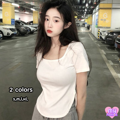 🎴MYF มาใหม่🎴เสื้อยืดรุ่นชายโค้งมน สีพื้นแขนสั้นคอเหลี่ยม 2 สี