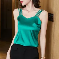 HotS-4XL เซ็กซี่ V คอ Camisole ผู้หญิง R เสื้อแขนกุดหญิง Basic Sling Tops Bottoming Tanks Top Slim Camis ฤดูร้อนเสื้อผ้า