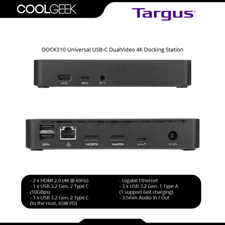 Targus Universal USBC DV4K Docking Station With 65W Power Delivery