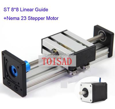 ✧❣ ST T8x8 Effective Travel Length Stroke 100mm 8MM T-screw Linear Guide Motion Moving Slide Rail CNC 57 Nema 23 Stepper Motor