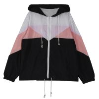 Autumn Winter New Contrast Color Irregular Clothes Hooded Jacket Coat Tops For Women Casual Fashion Ladies Outwear Coat