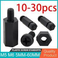 Hex Nylon Standoff M5 M6 5mm-60mm  Spacer Threaded Male Female PCB Pillars Motherboard Black Plastic Standoffs Screw Bolt Nut Nails Screws Fasteners