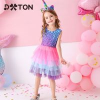 ZZOOI DXTON Princess Dress For Girls Summer Kids Dresses Beach Party Vestidos Mesh Tutu Cartoon Dress Cotton Baby Girls Clothing 3-8Y