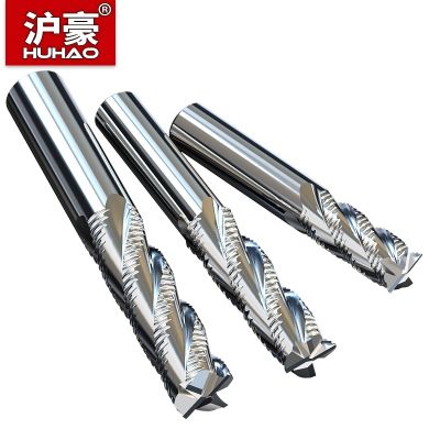 HuHao 4 Flutes Full-Grinding Wave Edge Endmills อลูมิเนียมความเร็วสูงเหล็กตัดกัดแบบเปิดหยาบสําหรับเหล็กหยาบเครื่องมือ CNC