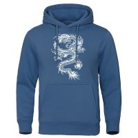Chinese Style White Dragon Print Hoody Mens Crewneck Street Sweatshirt Hip Hop New Casual Clothing Pullovers Loose Hoodie Size XS-4XL