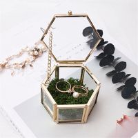 （QIQI tool） เครื่องประดับ JewelryBox Jewel Casket คอนเทนเนอร์สก์ท็อปแสดงแหวนแต่งงานโต๊ะ SucculentDecor