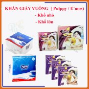 Khăn Giấy Vuông Emos Pulppy, khăn giấy ăn khổ nhỏ và khổ lớn không gây