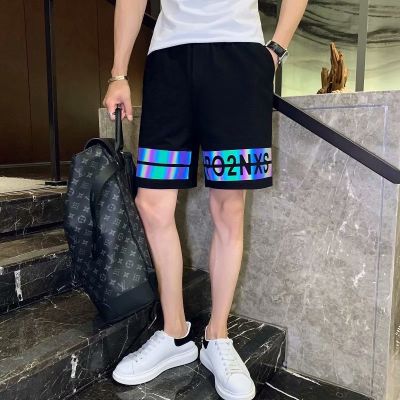 【S-3XL】Shorts Sports shorts Mens casual Loose thin Five-point trousers, หล่อ, street-fried สะท้อนแสงกางเกงชายหาดลำลอง, เด็กชายวิญญาณฤดูร้อน