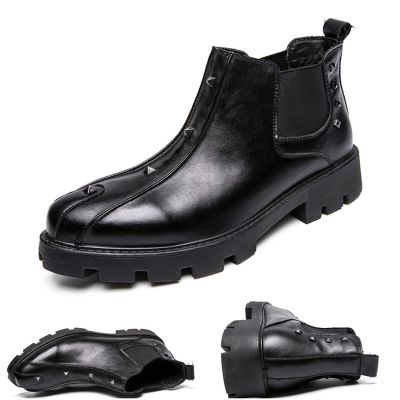 INLIKE Male Leather Business Boots Mens Boots Chelsea Boots