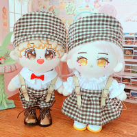 20CM Wang Yibo Ikun Simon Sean Xiao Doll Clothes Retro Plaid Dress Coffee Maker Couple Suit Toy Dolls Accessories