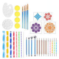 36pcs Mandala Dotting Tools for Painting Rock Stone Pen Stencil Template Brush Tray Kit Mandala Stencil Ball Stylus Paint Set