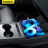 Baseus Car USB Shunt Hub สำหรับ Tesla รุ่น3 Y PD 45W Fast Charging Inligent Docking Station 4-Port Expansion Powered Splitter